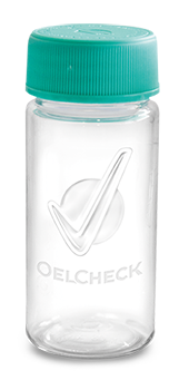 Türkises OELCHECK Probengefäß